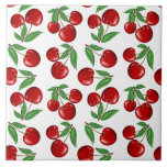 Red Cherries Graphic All Over Pattern Ceramic Tile at Zazzle