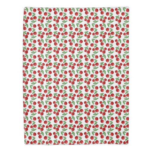 Red Cherries Graphic All Over Pattern Duvet Cover