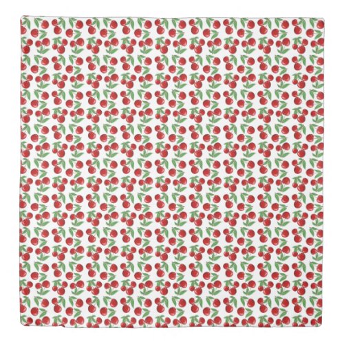 Red Cherries Graphic All Over Pattern Duvet Cover