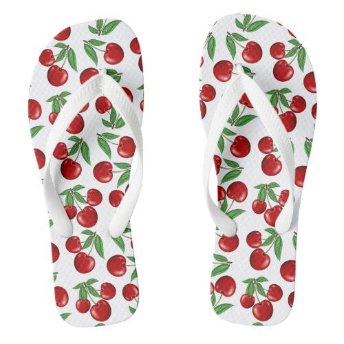 Red Cherries Graphic All Over Pattern Flip Flops