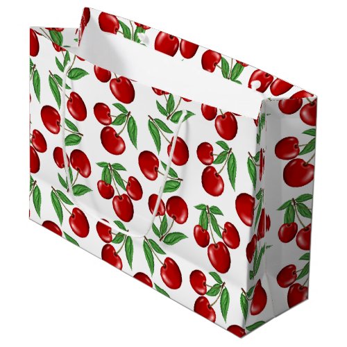Red Cherries Graphic All Over Pattern Large Gift Bag