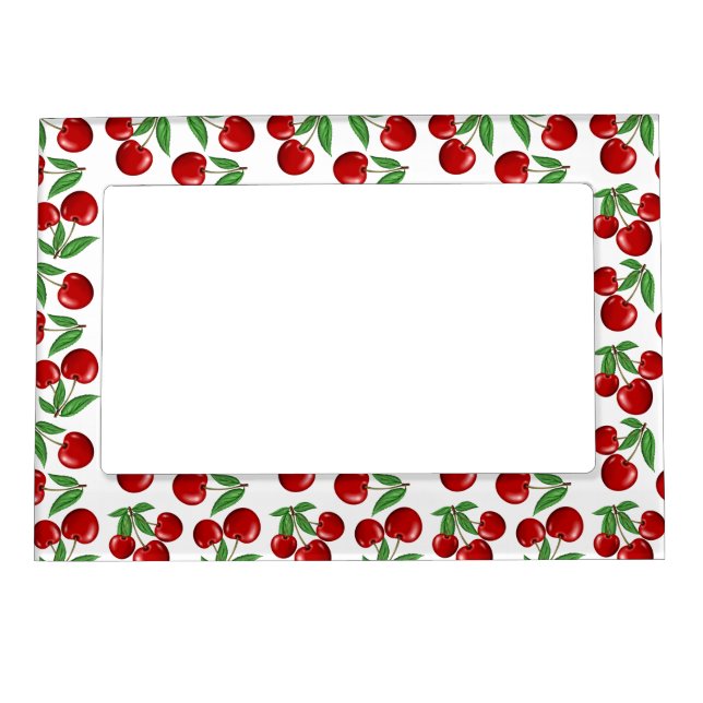 Red Cherries Graphic All Over Pattern Magnetic Frame (Front)