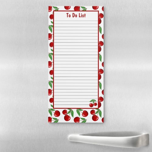 Red Cherries Graphic All Over Pattern Magnetic Notepad