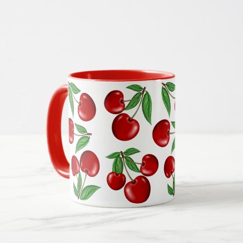 Red Cherries Graphic All Over Pattern Mug