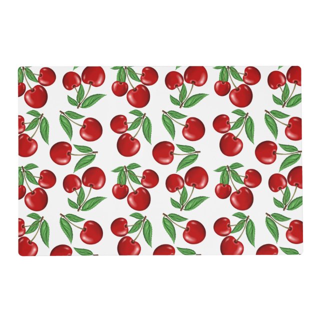 Red Cherries Graphic All Over Pattern Placemat (Front)