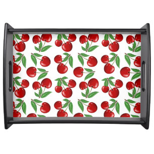 Red Cherries Graphic All Over Pattern Serving Tray