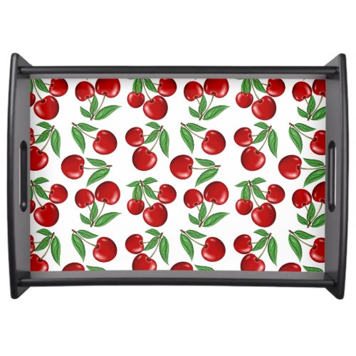 Red Cherries Graphic All Over Pattern Serving Tray