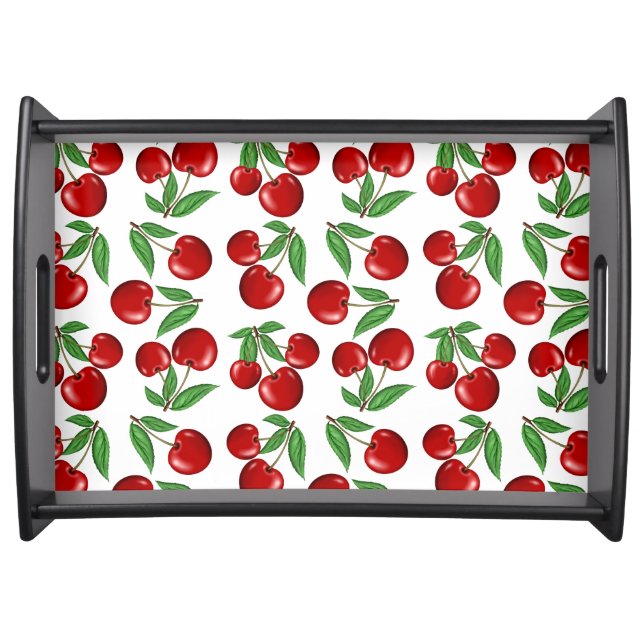 Red Cherries Graphic All Over Pattern Serving Tray (Front)