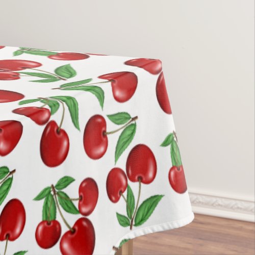 Red Cherries Graphic All Over Pattern Tablecloth
