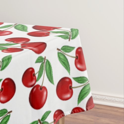 Red Cherries Graphic All Over Pattern Tablecloth