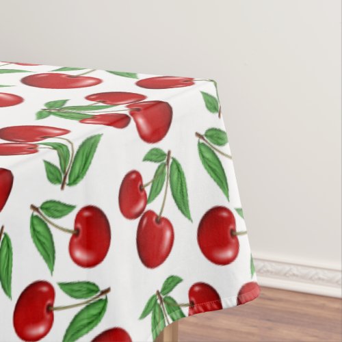 Red Cherries Graphic All Over Pattern Tablecloth