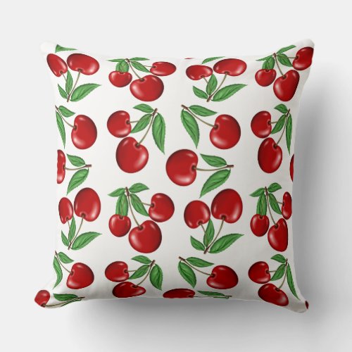 Red Cherries Graphic All Over Pattern Throw Pillow