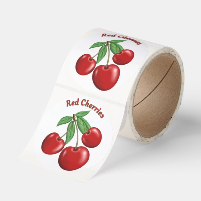 Red Cherries Graphic Design Personalized Classic Round Sticker (Roll)