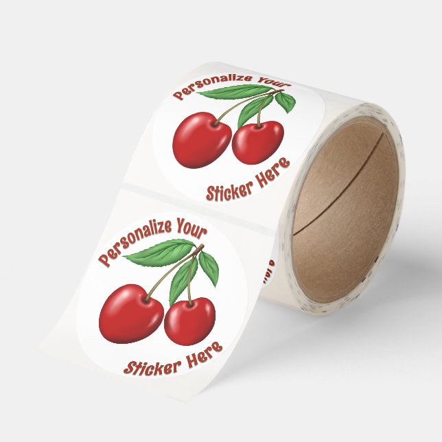 Red Cherries Graphic Design Personalized Classic Round Sticker (Roll)