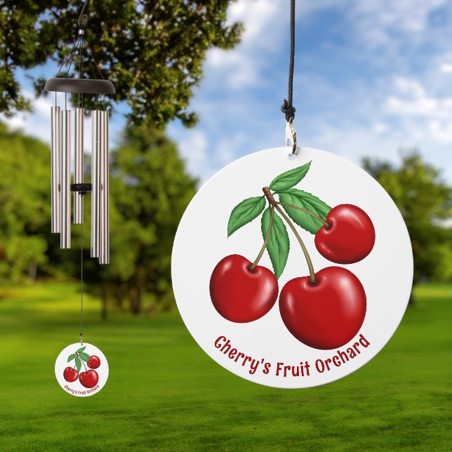 Red Cherries Graphic Design Personalized Wind Chime (Outdoor)