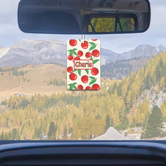 Red Cherries Graphic Pattern Personalized Air Freshener (Red Cherries Pattern Personalized Car or Home Air Freshener)