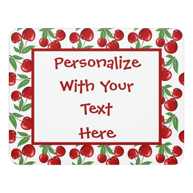 Red Cherries Graphic Personalized Door Sign (Contemporary Front)