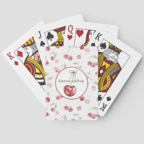 Red Cherries Green Leaves Poker Cards
