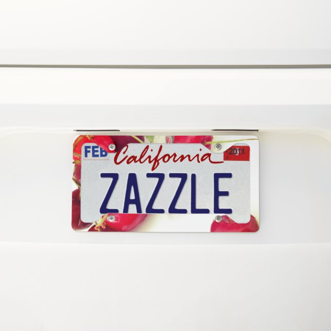 Red Cherries License Plate Frame (On Car)