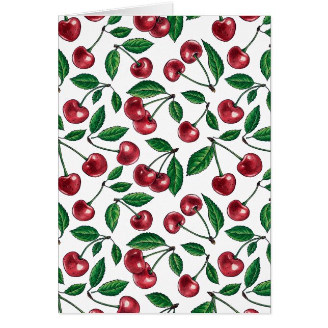 Red cherries on white cards (Front)