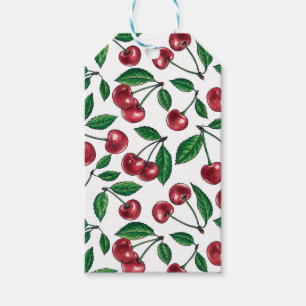 Red cherries on white gift tags
