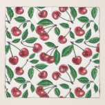 Red cherries on white scarf<br><div class="desc">Hand painted cherry fruit,  watercolor and ink pattern</div>