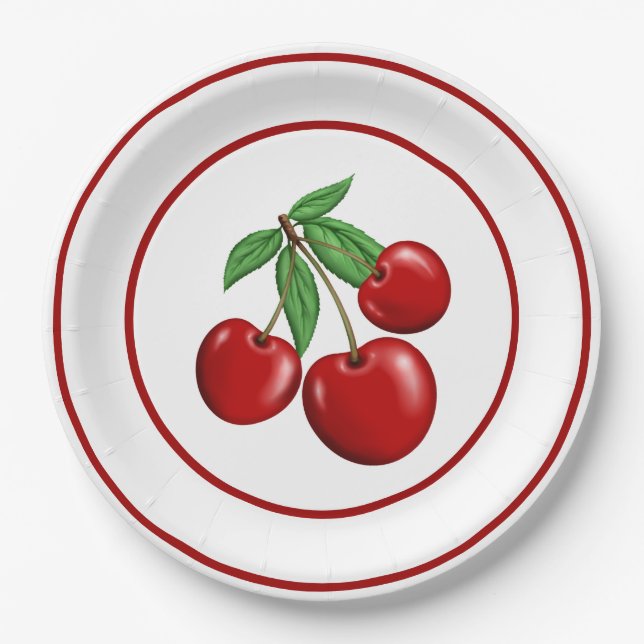 Red Cherries Paper Plates (Front)