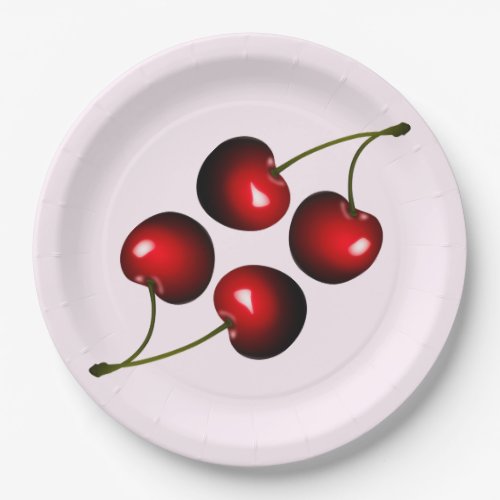 Red Cherries Paper Plates _ Customizable