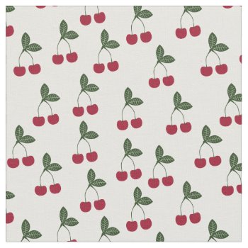Red Cherries Pattern Fabric by KeikoPrints at Zazzle