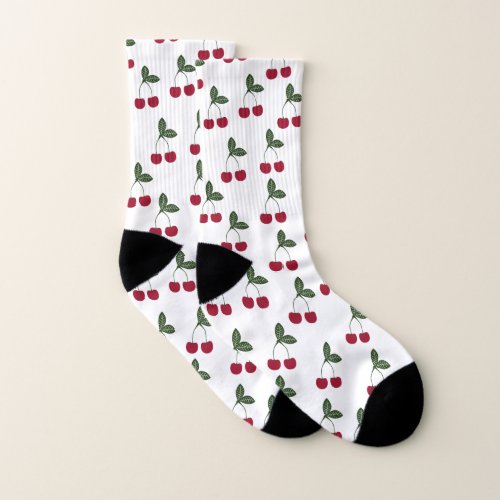 Red Cherries Pattern Socks