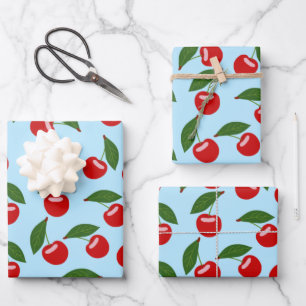 Red Cherries Pattern Wrapping Paper Sheets
