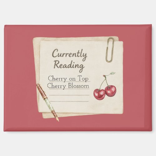 Red Cherries Pen Books List  Magnet