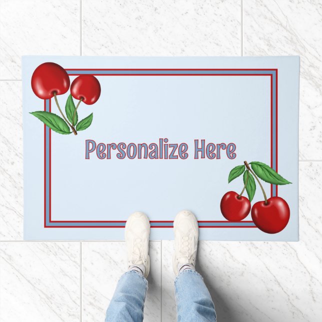Red Cherries Personalized Doormat (Indoor)