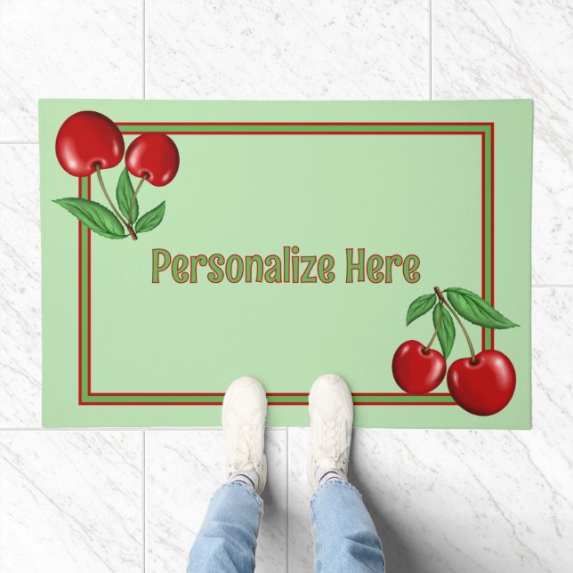 Red Cherries Personalized Doormat (Indoor)