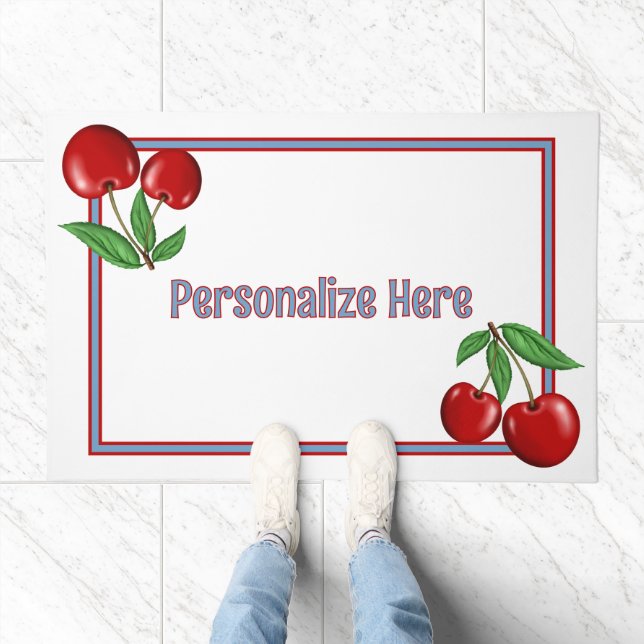 Red Cherries Personalized Doormat (Indoor)