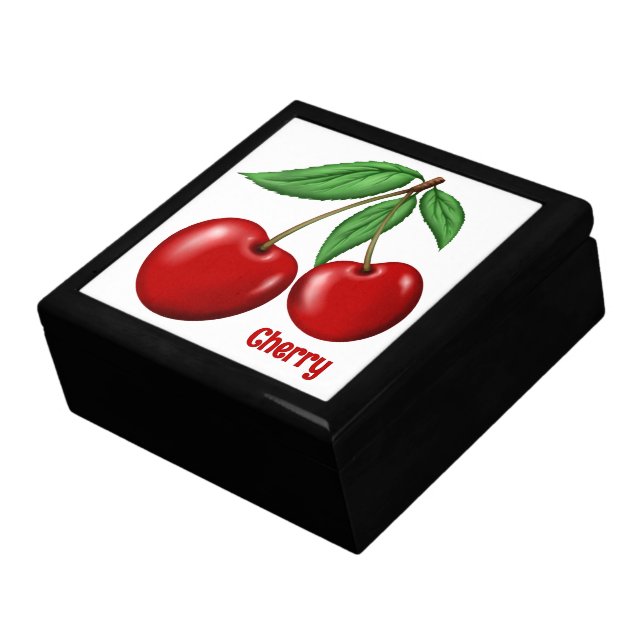 Red Cherries Personalized Keepsake Jewelry Box (Side)