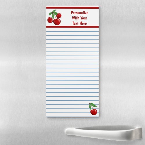 Red Cherries Personalized Magnetic Notepad
