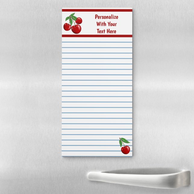 Red Cherries Personalized Magnetic Notepad (In Situ)