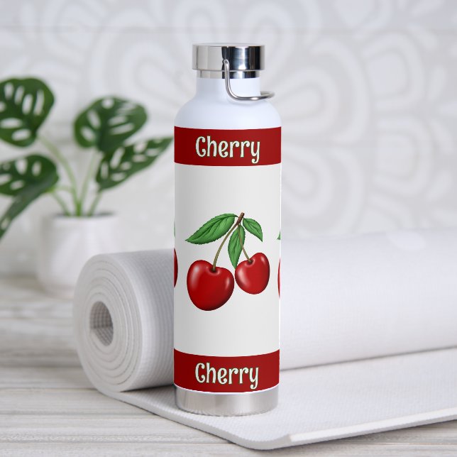 Red Cherries Personalized Water Bottle (Yoga)