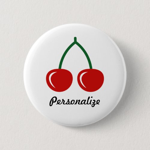 Red cherries pin button  personalized badge