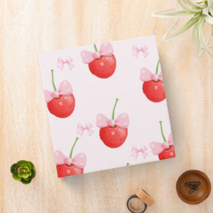 Red cherries pink bows back to school  3 ring binder