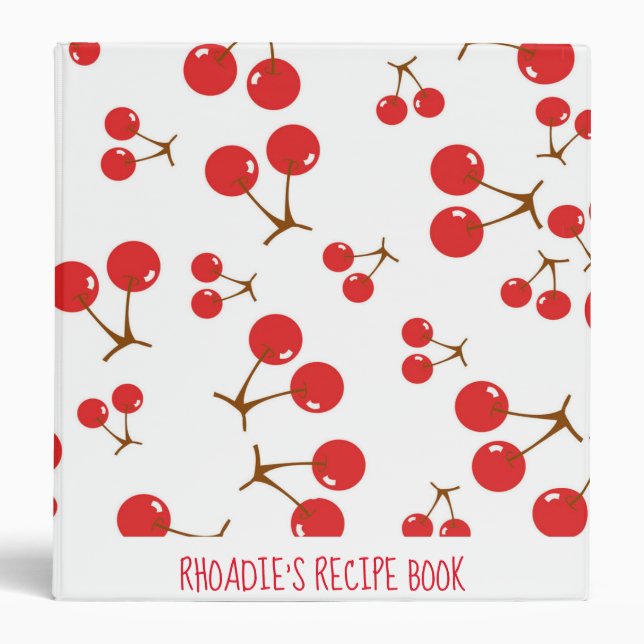 Red Cherries Recipe Book 3 Ring Binder (Front)