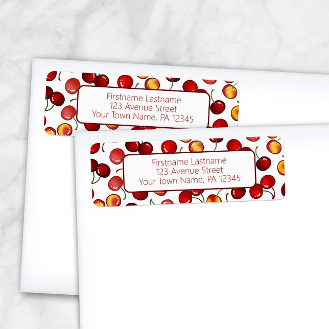 Red Cherries Return Address Label (Red Cherries Return Address Labels from Artistically Invited, as shown on envelopes.)