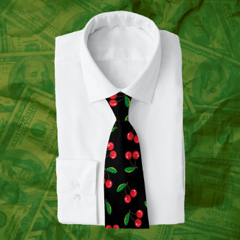 Red Cherries Summer Fruit Patterned Tie by ChefsAndFoodies at Zazzle