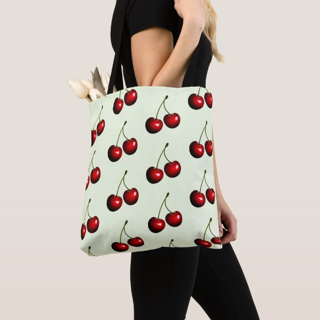 Red Cherries Tote Bag - Your Colors (Close Up)
