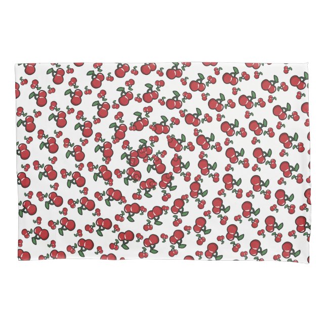 Red Cherries & White (Any Color) Cute Fruit Pillow Case (Front)