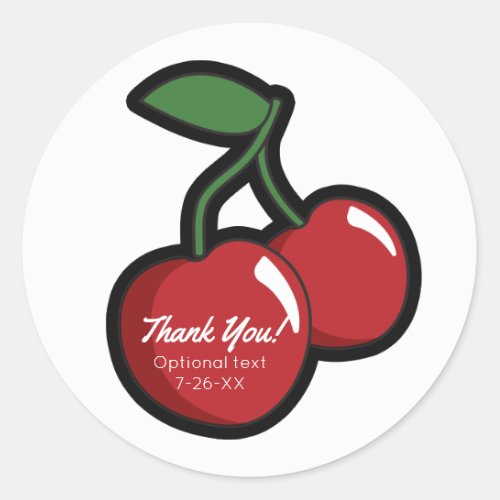 Red Cherries White Custom Party Favor Classic Round Sticker