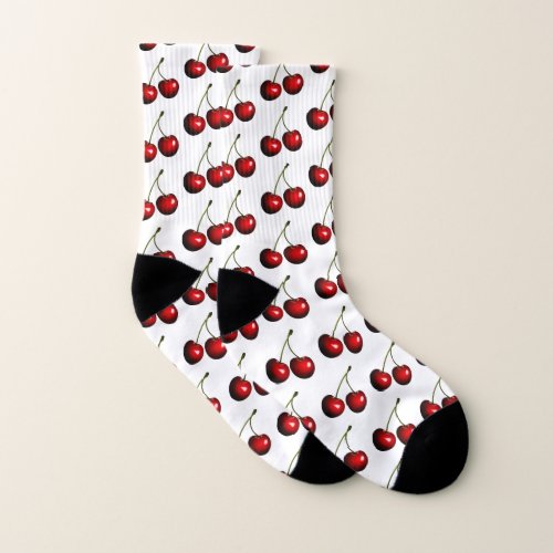 Red Cherries White Socks _ Choose Colors