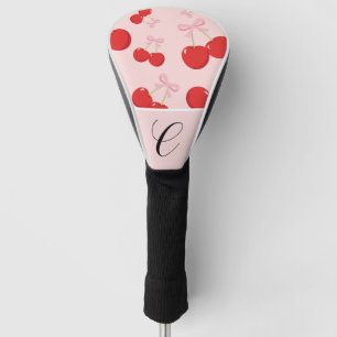 Red Cherries with Pink Bow Coquette Cottage Chic Golf Head Cover