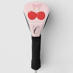Red Cherries with Pink Bow Coquette Cottage Chic Golf Head Cover